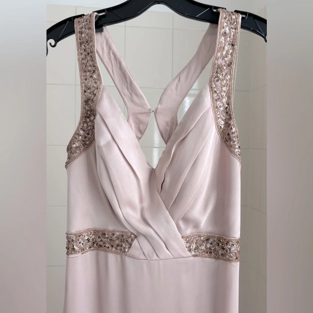 Aidan Mattox Blush Beaded Evening Gown 0 - Picture 3 of 5